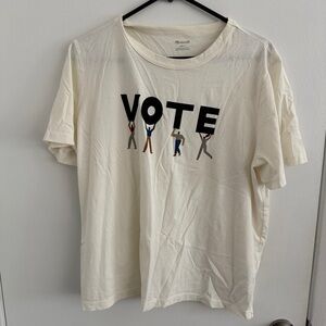 Madewell White Cream Graphic Tee Vote Size Large